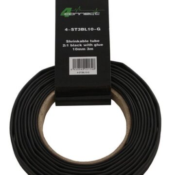 FOUR Connect 4-ST3BL10-G shrink tube,  2:1 Black with glue 10mm 3m