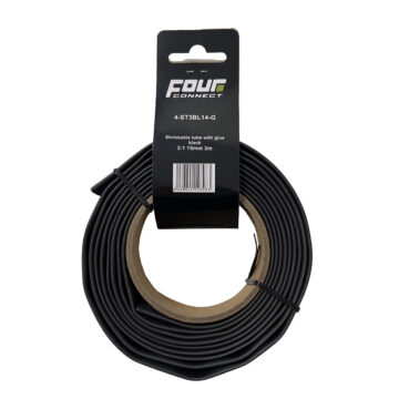 FOUR Connect 4-ST3BL14-G Shrink Tube, 3:1 Black With Glue 15mm 3m