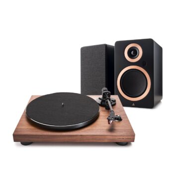 Argon Audio FORTE A5 + TT-3 PLUS HiFi komplektas (patefonas + aktyvios kolonėlės, pora) – Balta / Ruda (medžio)