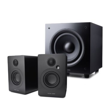Argon Audio STUDIE 3 + MALMÖ SUB 6 garso sistemos komplektas (kolonėlės ir žemų dažnių garsiakalbis) – Juoda / Balta