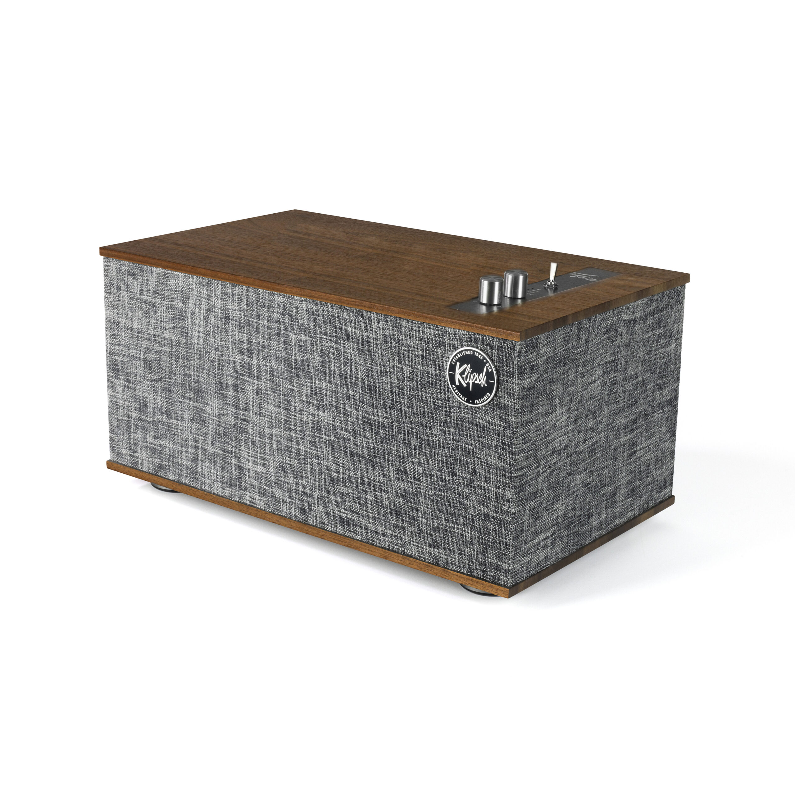 KLIPSCHHERITAGETHETHREEIIWIRELESSSPEAKER-WALNUT-3 klipsch THE THREE II - BEST WIRELESS SHELF STEREO walnut