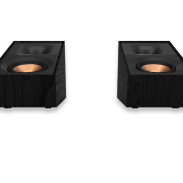Klipsch R-40SA Atmos Surround Speakers (Pair) - Black textured wood grain vinyl