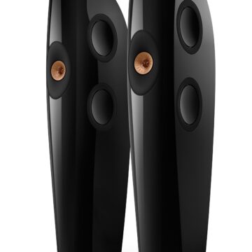 KEF Blade One Meta grindinės kolonėlės (pora) – Piano Black/Copper