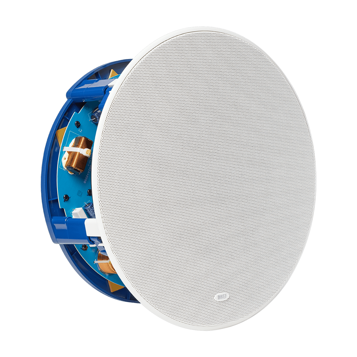 ci250rrm-thx_6_perspective_grille KEF Ci250RRM-THX įleidžiama į lubas kolonėlė ekstremaliam namų kinui