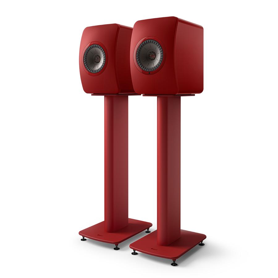 kef-s2-floor-stand-ls50-wireless-ii-on-s2-floor-stand_crimson-red-special-edition_pair_front_spike-disc KEF S2 grindiniai stovai LS50 Meta / LS50 Wireless II kolonėlėms (pora) – Titanium Grey