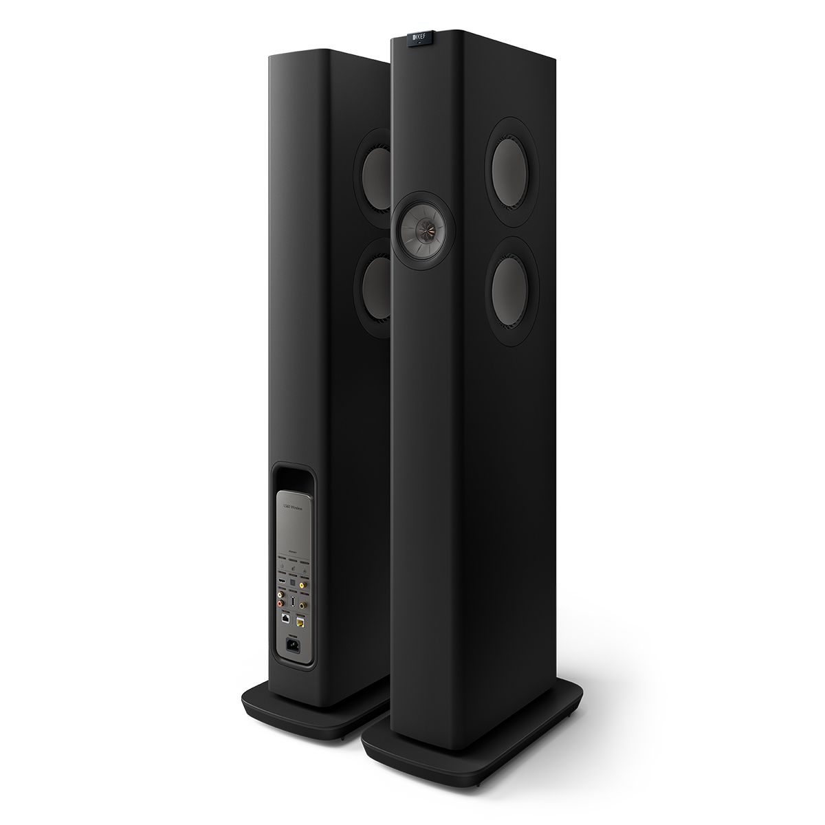ls60-wireless_sp4017b_product__front-back-side KEF LS60 Wireless belaidės grindinės kolonėlės (pora) – Carbon Black
