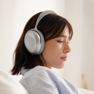 KEF Mu7 triukšmą slopinančios belaidės ausinės – Silver Grey