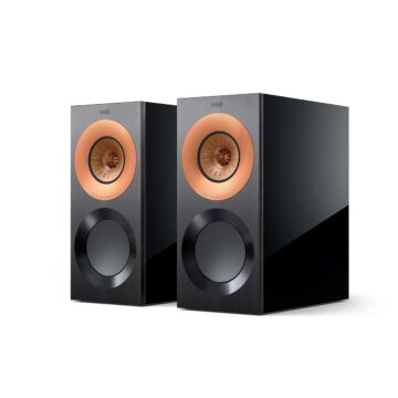 KEF Reference 1 lentyninės kolonėlės (pora) – High Gloss Black/Copper