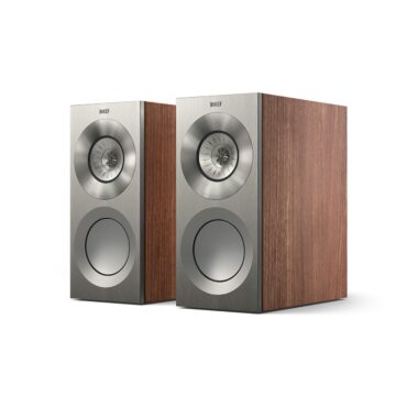 KEF Reference 1 lentyninės kolonėlės (pora) – Satin Walnut/Silver