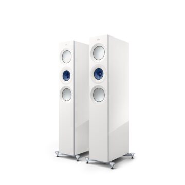 KEF Reference 3 grindinės kolonėlės (pora) – High Gloss White/Blue