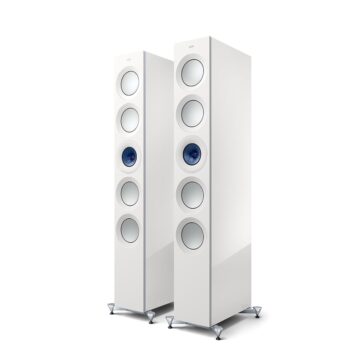KEF Reference 5 grindinės kolonėlės (pora) – High Gloss White/Blue