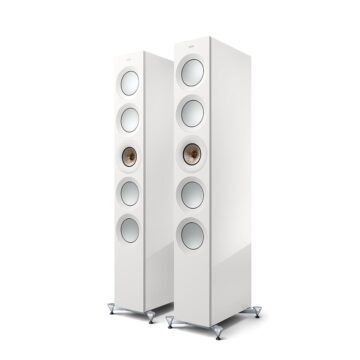 KEF Reference 5 grindinės kolonėlės (pora) – High Gloss White/Champagne