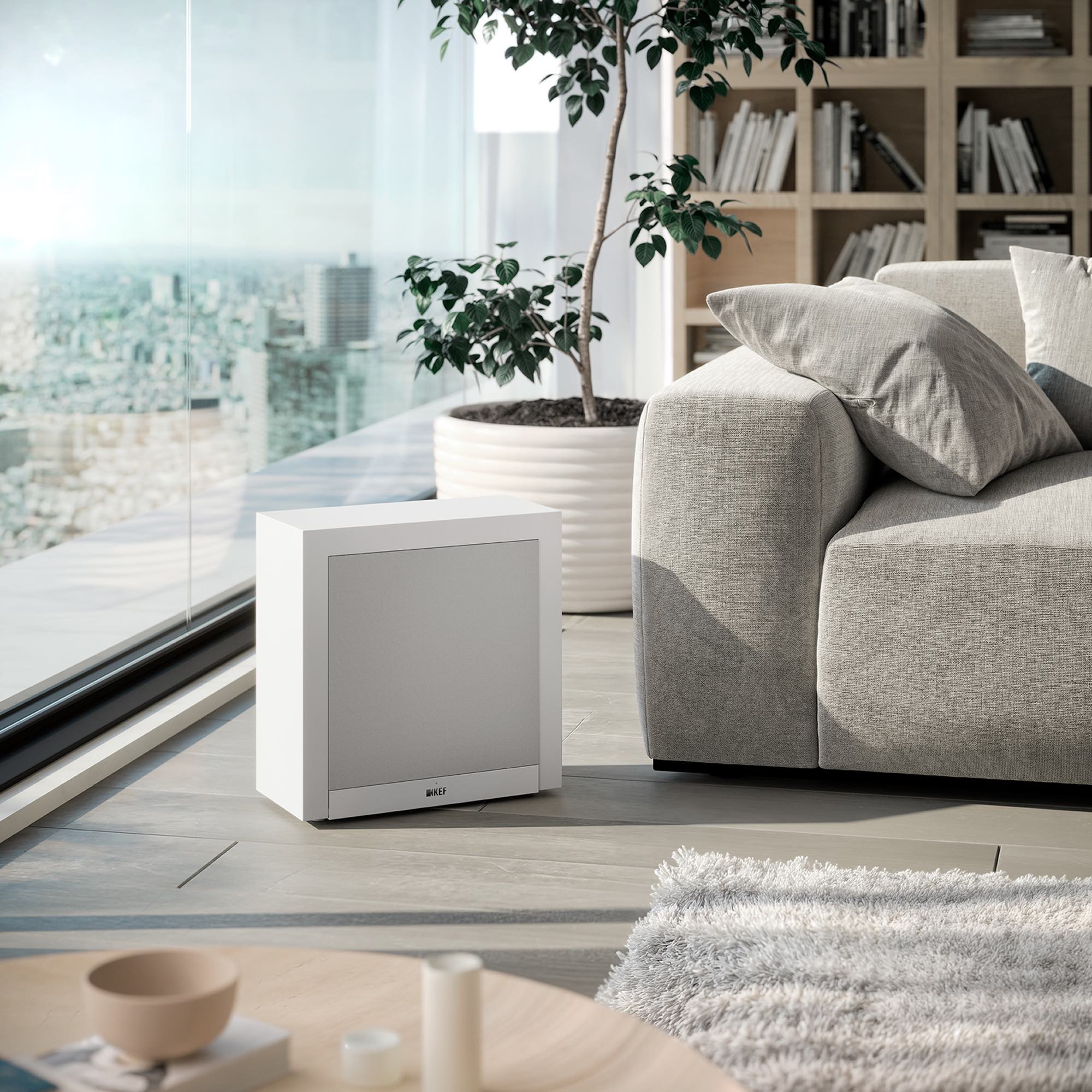 t2-subwoofer-black-t2-subwoofer_sp3740ab_lifestyle KEF T2 žemų dažnių kolonėlė – Black
